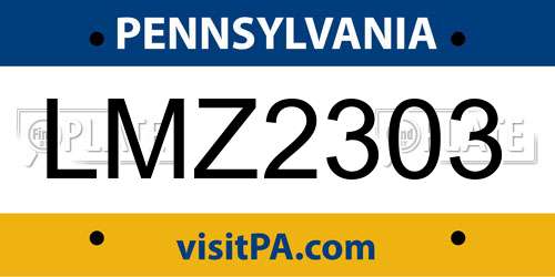 LMZ2303 Pennsylvania License Plate