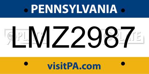 LMZ2987 Pennsylvania License Plate