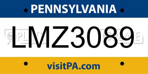 LMZ3089 Pennsylvania License Plate
