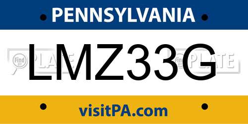 LMZ33G Pennsylvania License Plate