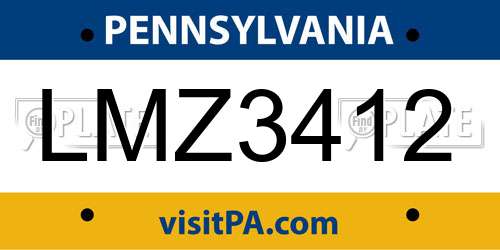 LMZ3412 Pennsylvania License Plate