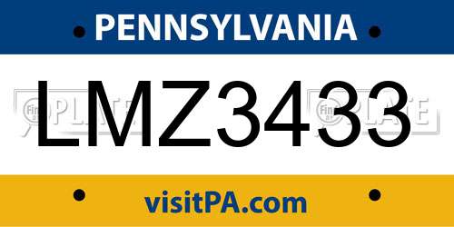 LMZ3433 Pennsylvania License Plate