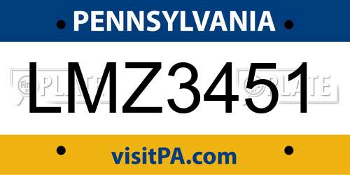 LMZ3451 Pennsylvania License Plate