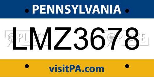 LMZ3678 Pennsylvania License Plate