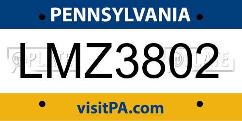 LMZ3802 Pennsylvania License Plate