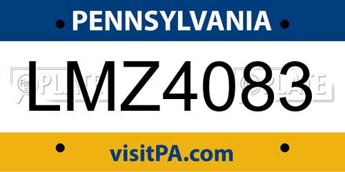 LMZ4083 Pennsylvania License Plate