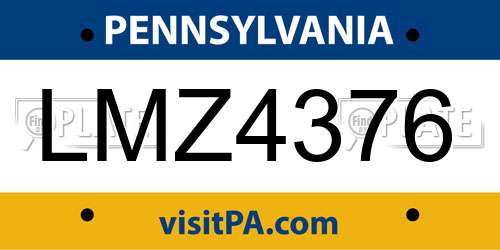 LMZ4376 Pennsylvania License Plate