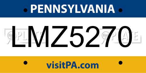 LMZ5270 Pennsylvania License Plate