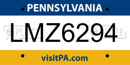 LMZ6294 Pennsylvania License Plate