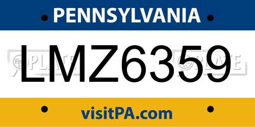 LMZ6359 Pennsylvania License Plate