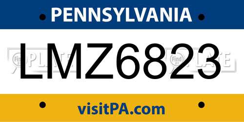 LMZ6823 Pennsylvania License Plate