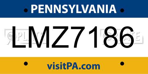 LMZ7186 Pennsylvania License Plate