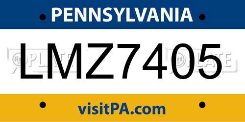 LMZ7405 Pennsylvania License Plate