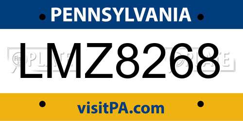 LMZ8268 Pennsylvania License Plate