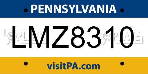 LMZ8310 Pennsylvania License Plate