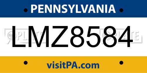 LMZ8584 Pennsylvania License Plate