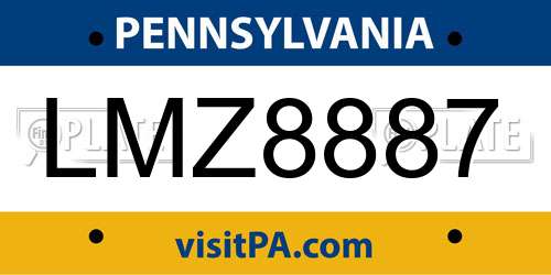 LMZ8887 Pennsylvania License Plate