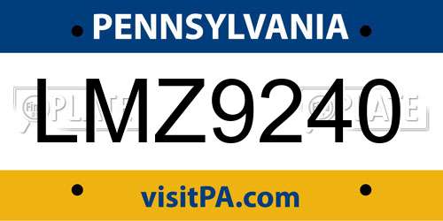 LMZ9240 Pennsylvania License Plate