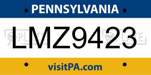 LMZ9423 Pennsylvania License Plate