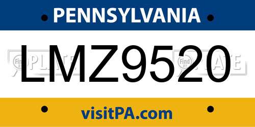 LMZ9520 Pennsylvania License Plate