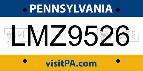 LMZ9526 Pennsylvania License Plate