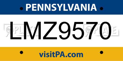 LMZ9570 Pennsylvania License Plate