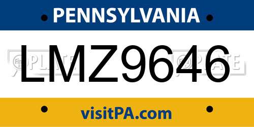 LMZ9646 Pennsylvania License Plate