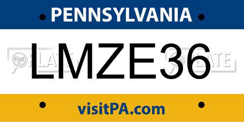 LMZE36 Pennsylvania License Plate