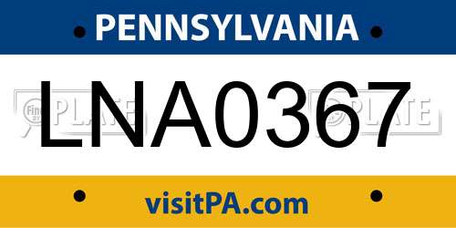 LNA0367 Pennsylvania License Plate