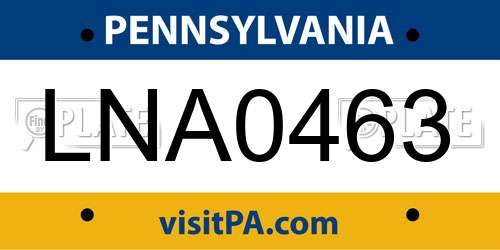 LNA0463 Pennsylvania License Plate