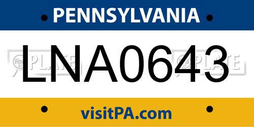 LNA0643 Pennsylvania License Plate