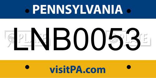 LNB0053 Pennsylvania License Plate