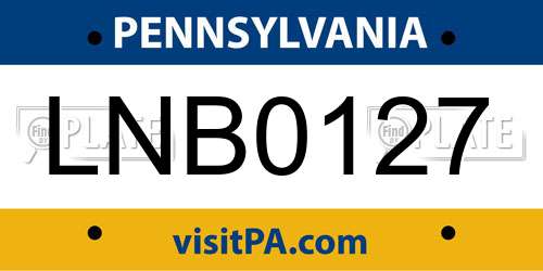 LNB0127 Pennsylvania License Plate