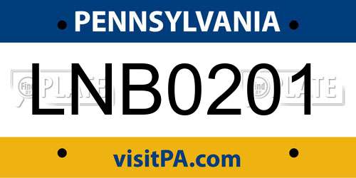 LNB0201 Pennsylvania License Plate