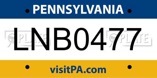 LNB0477 Pennsylvania License Plate