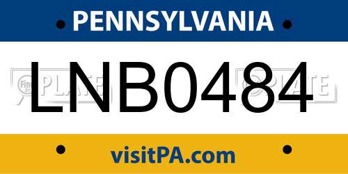 LNB0484 Pennsylvania License Plate