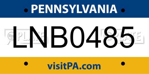 LNB0485 Pennsylvania License Plate
