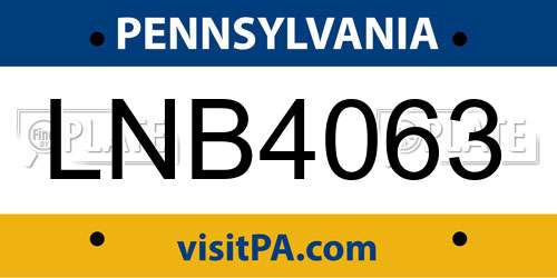 LNB4063 Pennsylvania License Plate