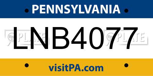 LNB4077 Pennsylvania License Plate