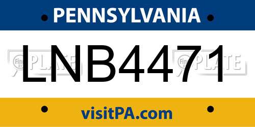 LNB4471 Pennsylvania License Plate