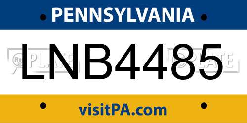 LNB4485 Pennsylvania License Plate