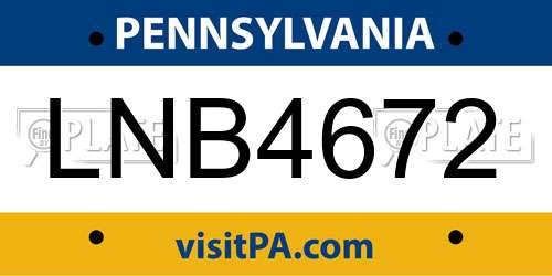 LNB4672 Pennsylvania License Plate