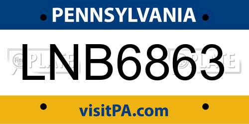 LNB6863 Pennsylvania License Plate