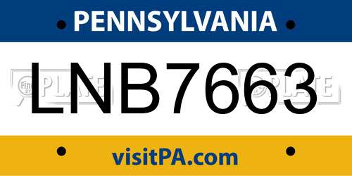LNB7663 Pennsylvania License Plate
