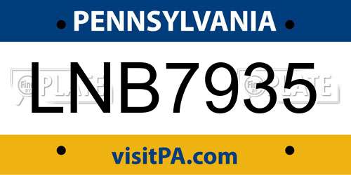 LNB7935 Pennsylvania License Plate