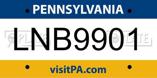 LNB9901 Pennsylvania License Plate