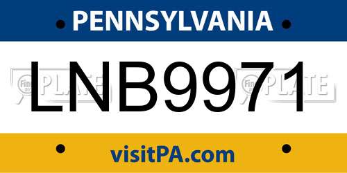 LNB9971 Pennsylvania License Plate