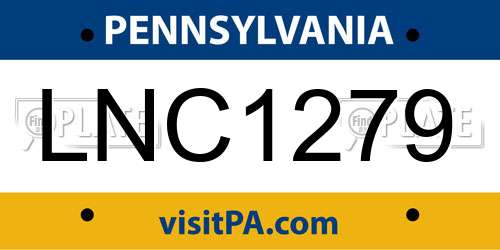 LNC1279 Pennsylvania License Plate