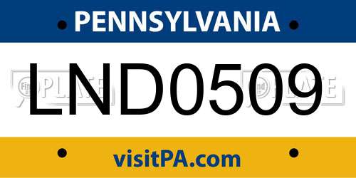 LND0509 Pennsylvania License Plate