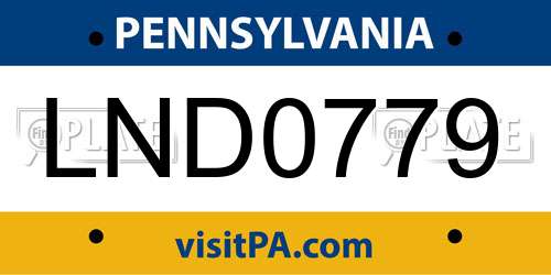 LND0779 Pennsylvania License Plate